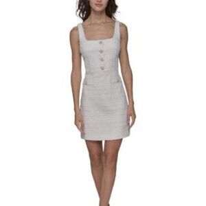 Karl Lagerfeld Elegant Cream Tweed Dress plus size 16